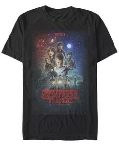 Мужская футболка с коротким рукавом и классическим групповым постером Stranger Things Fifth Sun, черный