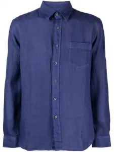 Льняная рубашка на пуговицах 120% Lino, синий
