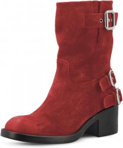 Женские ботильоны FOWT с круглым носком, регулируемой пряжкой, низким блочным каблуком, удобные повседневные короткие ботинки, размеры 4-16 US, Red