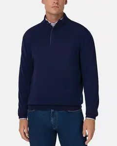 Свитер из кашемировой шерсти с застежкой-молнией до середины груди Boggi Milano, синий