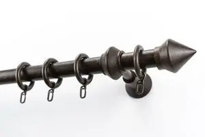 Карниз GARESA "Palmo", 1 направляющая, желаемая длина, комплект для штор из дерева, выдвижной, с кольцами/2 направляющие 2,7х110 см, цвет nussbaum