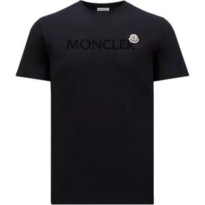 Футболка с коротким рукавом и нашивкой с логотипом Moncler, синяя