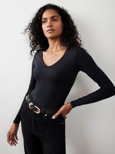 Топ с v-образным вырезом и длинными рукавами для многослойности Mint Velvet, Black