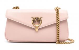 Сумка через плечо из телячьей кожи PINKO светло-розового цвета