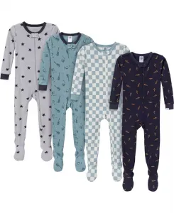 Пижама с ножками для мальчиков, облегающая, 4 предмета, Farm Gerber, синий