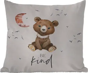Подушка для улицы - Пословицы - Быть ребенком - Дети - Плюшевый мишка - Акварель - 50x50 см - Водонепроницаемая - Подушка для отдыха - Удобная - Подушка с рисунком MuchoWow