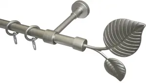 Карниз для штор GARESA "LEAF", желаемая длина, комплект для штор, выдвижной, настенный монтаж, с кольцами 320 см, Ø 20 мм, белый