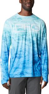 Columbia мужская футболка Super Terminal Tackle Vent с длинным рукавом, Gulf Stream Pfg Camo Gradient