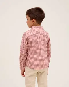 Рубашка для мальчика с длинным рукавом в клетку Dadati, красный/белый