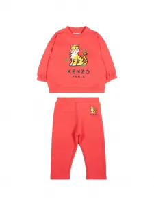 Спортивный костюм с тигриным принтом Kenzo Kids, красный