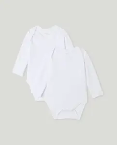 Набор из 2 американских боди с длинным рукавом для младенцев Cotton Juice, белый