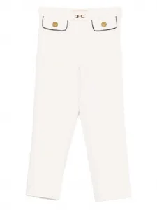 Брюки с контрастной окантовкой и золотыми пуговицами Elisabetta Franchi La Mia Bambina, белый