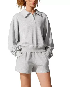 Толстовка Silkerry оверсайз с фамильным воротником-поло 1989 года Lilysilk, серый