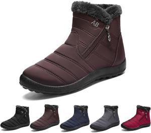 Женские уютные зимние водонепроницаемые ортопедические ботинки с противоскользящей подошвой, утепленные мехом ботильоны с боковой молнией для улицы Generic, Brown