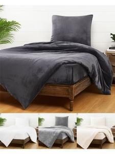 Комплект постельного белья из флиса Тедди, 2 предмета, 135 x 200 см, однотонный, антрацитовый JACK, 135x200 см