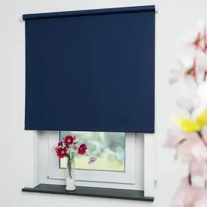 Рулонная штора Uni с боковым управлением, затемняющая, энергосберегающая, для установки с помощью сверления Liedeco, темно-синий