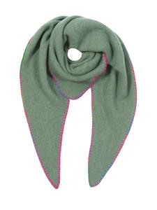 Треугольный шарф с цветной декоративной строчкой по краю зеленого цвета. Faera