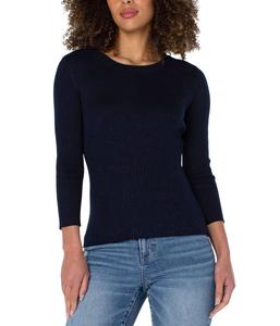 Свитер Liverpool Los Angeles Crew Neck 3/4 Sleeve Sweater With Pointelle, Dark Navy