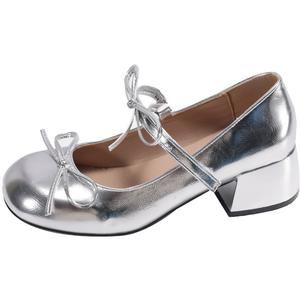 Женские туфли Mary Jane на массивном каблуке Medd, серебро