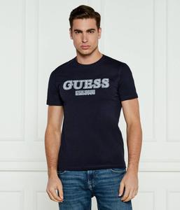 Футболка мужская Guess Jeans облегающего кроя с принтом, синий