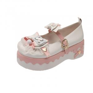 WUJI Белые женские туфли Мэри Джейн на платформе, цвет White