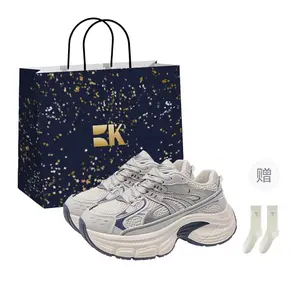 Boldi Kuki Женские противоскользящие износостойкие низкие массивные кроссовки синие (в комплекте с носками и сумкой для покупок), цвет Blue (Shopping Bag-Comes with Socks)