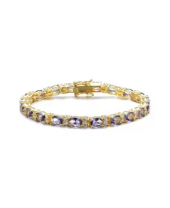 Теннисный браслет из стерлингового серебра с цветными кубическими цирконами, покрытый белым золотом, 14-каратным золотом или 18-каратным розовым золотом Genevive, purple