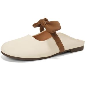 GOSO Женские противоскользящие тапочки с закрытым носком и резиновой подошвой бежевые, цвет Beige