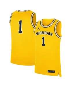 Мужская реплика альтернативной футболки Michigan Wolverines 1 Maize Jordan