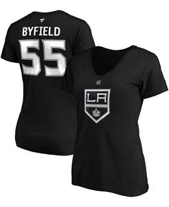 Женская черная футболка с v-образным вырезом Quinton Byfield Los Angeles Kings Authentic Stack Name Number Fanatics, черный