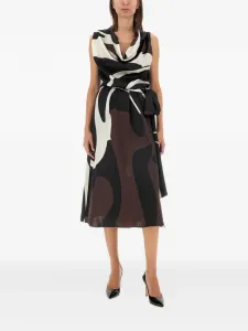 Платье миди с абстрактным принтом и воротником-хомут Kiton, черный