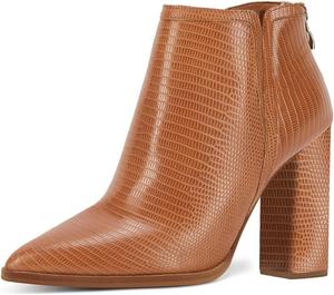 Женские закрытые ботильоны FOWT с заостренным носком, вырезом V, массивным высоким каблуком, молнией сзади, для осени, повседневные, для вечеринки, свидания, под платье, размеры 4-16 US, Brown