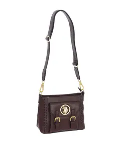 Синтетическая сумка через плечо на молнии U.S. Polo Assn., коричневый