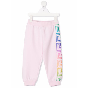 Versace Kids спортивные брюки с принтом Greek Keys, розовый