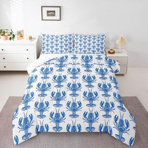 Erosebridal Детское одеяло Lobster Toddler с морским принтом, комплект из 2 предметов, синий цвет, морская тематика, Blue White