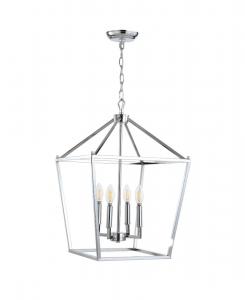 Подвесной металлический светодиодный фонарь-пагода с четырьмя лампочками Jonathan Y, серебро