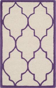 Ковер SAFAVIEH, 77 x 122 см, Cambridge Collection, Ivory & Purple, ручной работы марокканский узор из шерсти, идеально для помещений с высокой проходимостью: прихожая, гостиная, спальня (CAM134V)