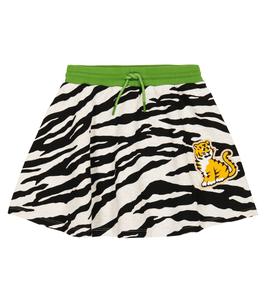 Юбка из хлопкового флиса с принтом Kenzo, бежевый