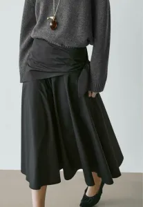 Юбка-Трапеция миди с отделкой в виде шарфа Massimo Dutti, Black