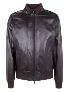 Кожаная куртка в рубчик Barba, коричневый