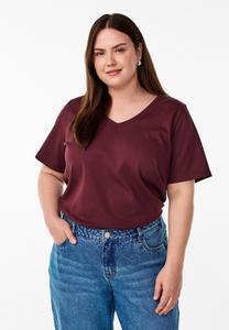 Футболка Zizzi Basic T-shirt, Fudge/Bordeaux