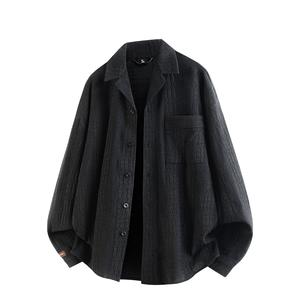 Рубашка унисекс с отложным воротником умеренного кроя WARRIOR, черный[free diy badge]