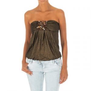 Женская футболка без рукавов с эффектом широкого трикотажного верха 10dmt0084 Met, желтый