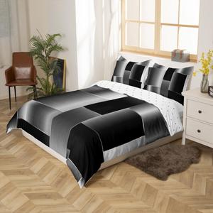 Erosebridal Современный комплект постельного белья с геометрическим черно-серым абстрактным принтом, легкий материал, Black Grey
