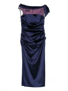 Платье из драпированного сатина Talbot Runhof, синий