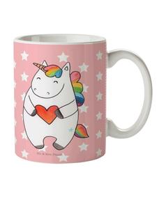 Детская кружка с рисунком в виде сердца-единорога, без слов, пастельно-красного цвета Mr. & Mrs. Panda