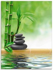 Стеклянная картина Artland Spa Konzept Zen Basaltsteine, 60x80x2 см, зеленый