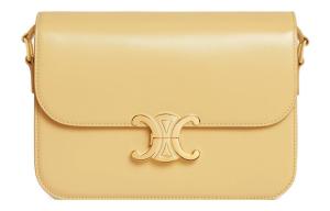 CELINE Триумф блестящая кожаная сумка через плечо женская желтая