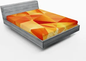 Простыня на резинке ABAKUHAUS, абстрактный, с геометрическим рисунком Треугольники и теплым оранжевым рисунком, 120 x 190 см, цвет: оранжевый и желтый Abakuhaus