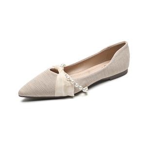 QITUMAUL Женские повседневные туфли-лодочки абрикосовые [высота каблука 1 см], цвет Apricot[Heel Height 1cm]